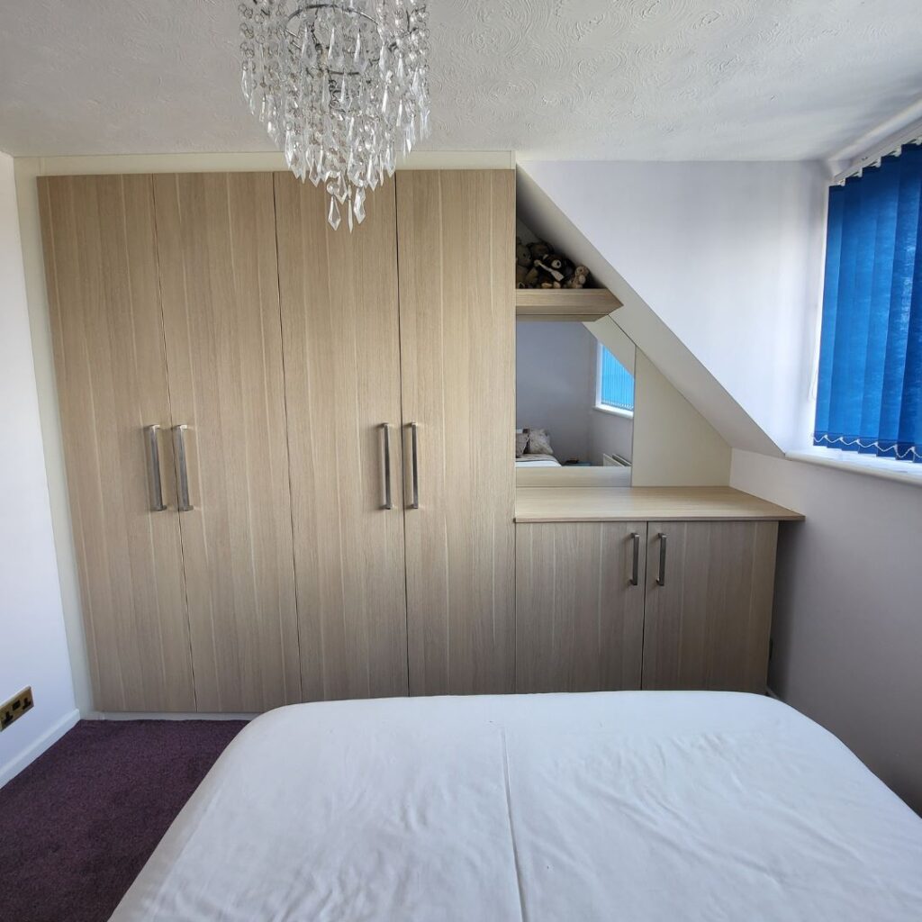 Angled mirror wardrobe